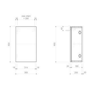 ESPACE skříňka 35x60x22cm, 1x dvířka, levá/pravá, bílá lesk ESC430-3030