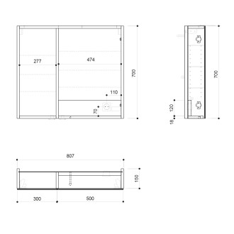 LINEX galerka s LED osvětlením, 80x70x15cm, borovice rustik LX080-0016