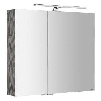 MIRRÓ galerka s LED osvětlením, 80x70x16cm, dub stříbrný MC080-0011
