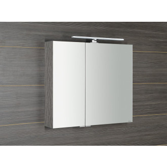 MIRRÓ galerka s LED osvětlením, 80x70x16cm, dub stříbrný MC080-0011