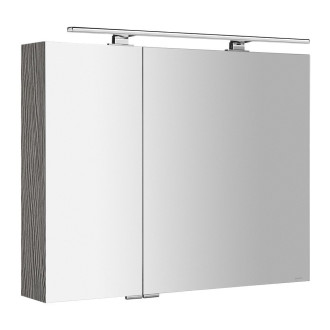 MIRRÓ galerka s LED osvětlením, 90x70x16cm, dub stříbrný MC090-0011