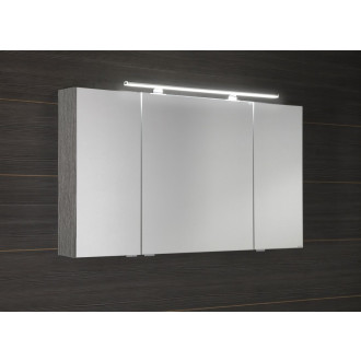 MIRRÓ galerka s LED osvětlením, 3x dvířka, 120x70x16cm, dub stříbrný MC121-0011