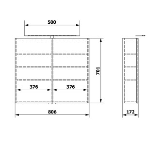 RIWA galerka s LED osvětlením, 81x70x17cm, dub stříbrný RIW080-0011