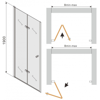 MEXEN LIMA sprchové dveře zalamovací 70x190 cm 6mm, černá-čiré 856-070-000-70-00