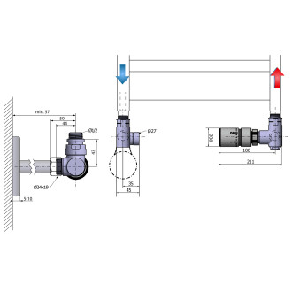 CORNER COMBI připojovací sada ventilů termostatická triaxiální, pravé , chrom CP3022S