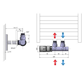 TWIN připojovací sada ventilů termostatická pro středové připojení, levá, chrom CP3012S