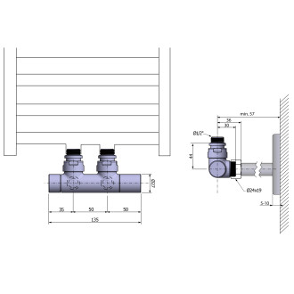 TWIN připojovací sada ventilů pro středové připojení, chrom CP401S