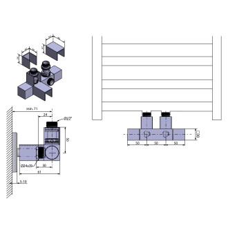 CUBE TWIN připojovací sada ventilů pro středové připojení, chrom CP581S