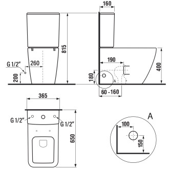 PORTO RIMLESS WC kombi, spodní/zadní odpad, bílá PC102WR