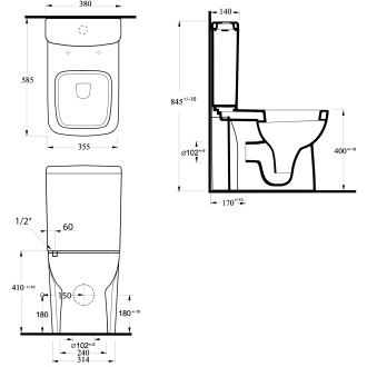 TYANA SHORT WC kombi splach. mech., zadní odpad, bílá 72200EW
