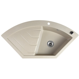 Granitový vestavný dřez rohový s odkapem, 114x57,5cm, béžová GR1932