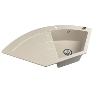 Granitový vestavný dřez rohový s odkapem, 114x57,5cm, béžová GR1932