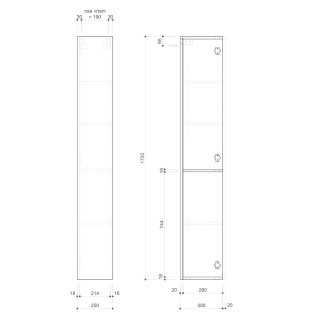 ESPACE skříňka 25x172x32cm, 1x dvířka, levá/pravá, borovice rustik ESC120-1616