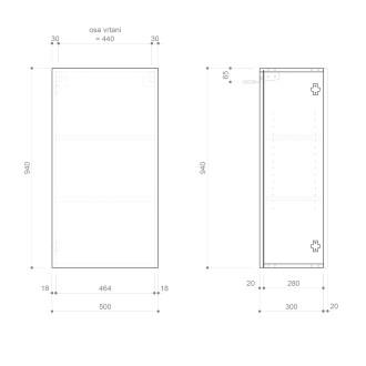 ESPACE skříňka 50x94x32cm, 1x dvířka, levá/pravá, borovice rustik ESC850-1616