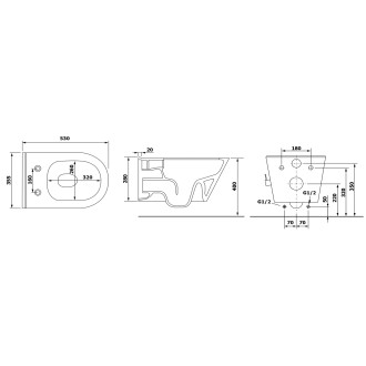 AVVA CLEANWASH závěsná WC mísa, Rimless, baterie a bidet. sprška, 35,5x53cm, bílá 100315