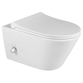 AVVA CLEANWASH závěsná WC mísa, Rimless, baterie a bidet. sprška, 35,5x53cm, bílá 100315