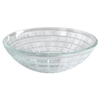 TOSEMI skleněné gravírované umyvadlo na desku ? 42 cm, čirá TY153
