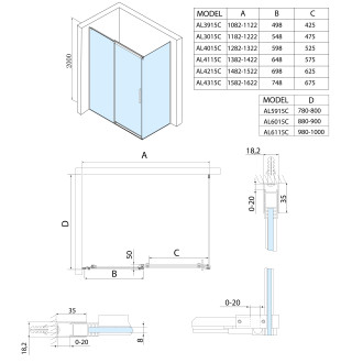 ALTIS obdélníkový sprchový kout 1600x800 mm, L/P varianta AL4315CAL5915C