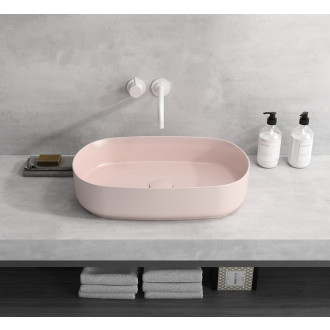 INFINITY OVAL keramické umyvadlo na desku, 55x36cm, růžová Salmon 10NF65055-2S