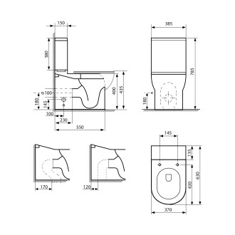 JALTA WC kombi, Rimless, spodní/zadní odpad, bílá PB103RW