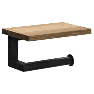 SKA držák toaletního papíru s poličkou 15x8x10cm, černá mat/dub SKA421