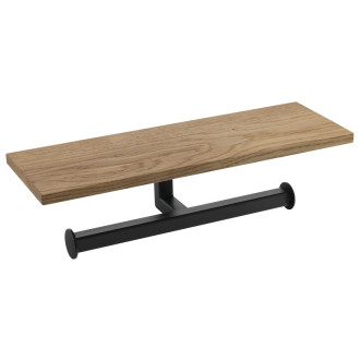 SKA dvojitý držák toaletního papíru s poličkou 30x8x10cm, černá mat/dub SKA425