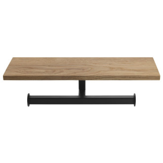 SKA dvojitý držák toaletního papíru s poličkou 30x8x10cm, černá mat/dub SKA425