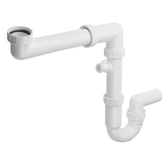 Dřezový sifon šetřící místo s odbočkou 6/4", DN40, bílá 155.125.0
