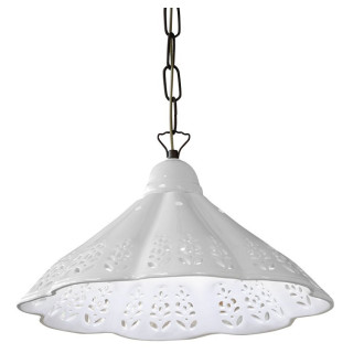 LAMPEDUSA závěsné svítidlo E27, 60W, 230V, keramické stínítko, mosazný řetěz MC011C