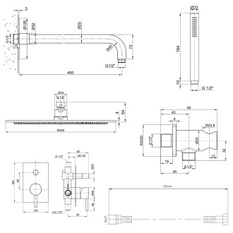 MINIMAL podomítkový sprchový set s pákovou baterií, 2 výstupy, nerez mat MI042-01