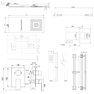 LATUS podomítkový sprchový set s pákovou baterií, 3 výstupy, chrom 1102-44-01