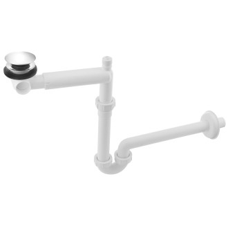 URBINO umyvadlový sifon šetřící místo s Click Clack, zátka chrom, 5/4", bílá 151.133.0