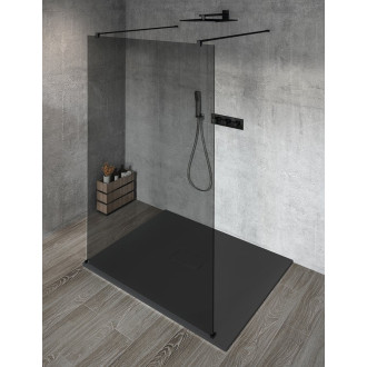 VARIO BLACK jednodílná sprchová zástěna do prostoru, kouřové sklo, 1200 mm GX1312GX2214