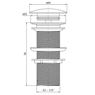 BLOK umyvadlová výpust 5/4“, click-clack, zátka bílá carrara, mat 2401-941