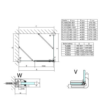 FORTIS obdélníkový sprchový kout 900x1100 mm, L varianta FL1090LFL3511
