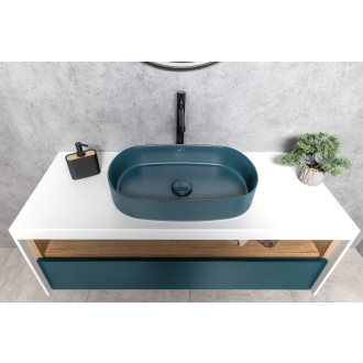 INFINITY OVAL keramické umyvadlo na desku, 55x36cm, zelená petrol 10NF65055-2P