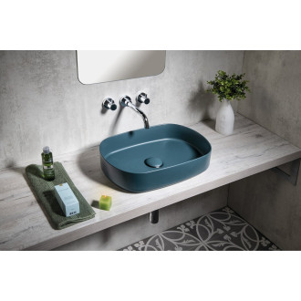 INFINITY OVAL keramické umyvadlo na desku, 55x36cm, zelená petrol 10NF65055-2P