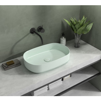INFINITY OVAL keramické umyvadlo na desku, 55x36cm, zelená mint 10NF65055-2T