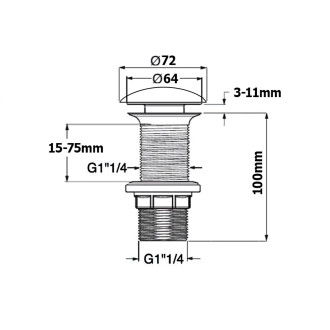 Umyvadlová výpust 5/4“, click-clack, keramická zátka, 20-70mm, ivory 38TP0165I