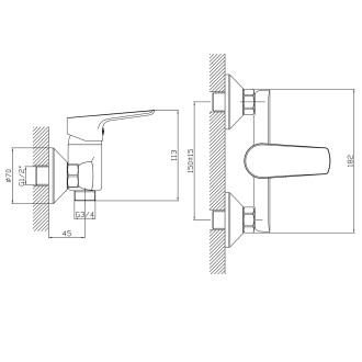 LOTTA nástěnná dřezová baterie 3/4", bez ramínka, černá mat LT641B