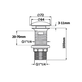 Umyvadlová výpust 5/4“, click-clack, keramická zátka, 20-70mm, bílá 38TP0171I