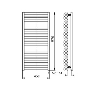 TONDI-E elektrické otopné těleso rovné 450x970 mm, 300 W, bílá DE450T