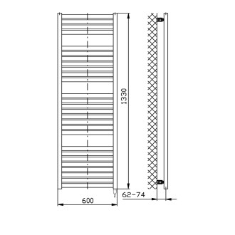 TONDI-E elektrické otopné těleso rovné 600x1330 mm, 600 W, černá mat DE486T