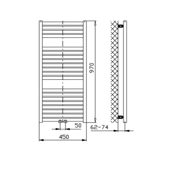 TONDI otopné těleso rovné 450x970 mm, středové připojení, bílá DT450T