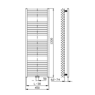 TONDI otopné těleso rovné 450x1330 mm, středové připojení, černá mat DT476T