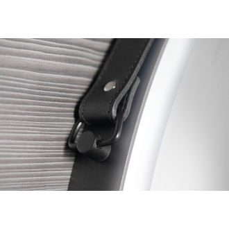 ORBITER kulaté zrcadlo s LED osvětlením ? 60cm, kožený pásek, černá mat ORL060