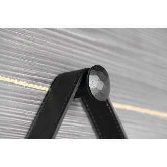 ORBITER kulaté zrcadlo s LED osvětlením ? 70cm, kožený pásek, černá mat ORL070
