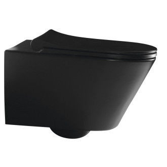 AVVA CLEANWASH závěsná WC mísa, Rimless, s bidetu sprškou, 35,5x53cm, černá mat 100312-110