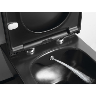 AVVA CLEANWASH závěsná WC mísa, Rimless, s bidetu sprškou, 35,5x53cm, černá mat 100312-110
