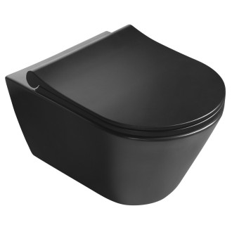 AVVA CLEANWASH závěsná WC mísa, Rimless, s bidetu sprškou, 35,5x53cm, černá mat 100312-110